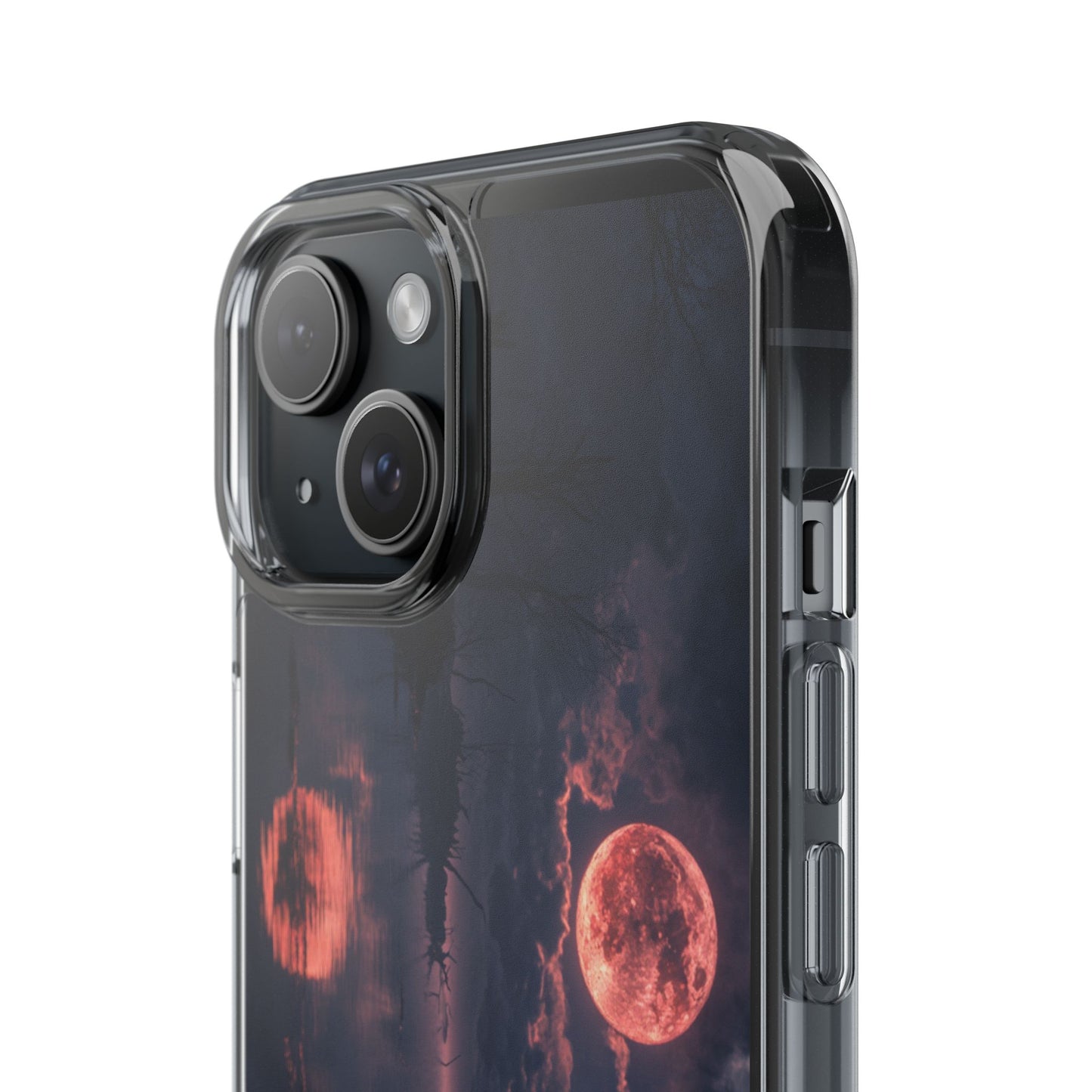 Mystical Moon Clear Phone Case - Dark Forest Design