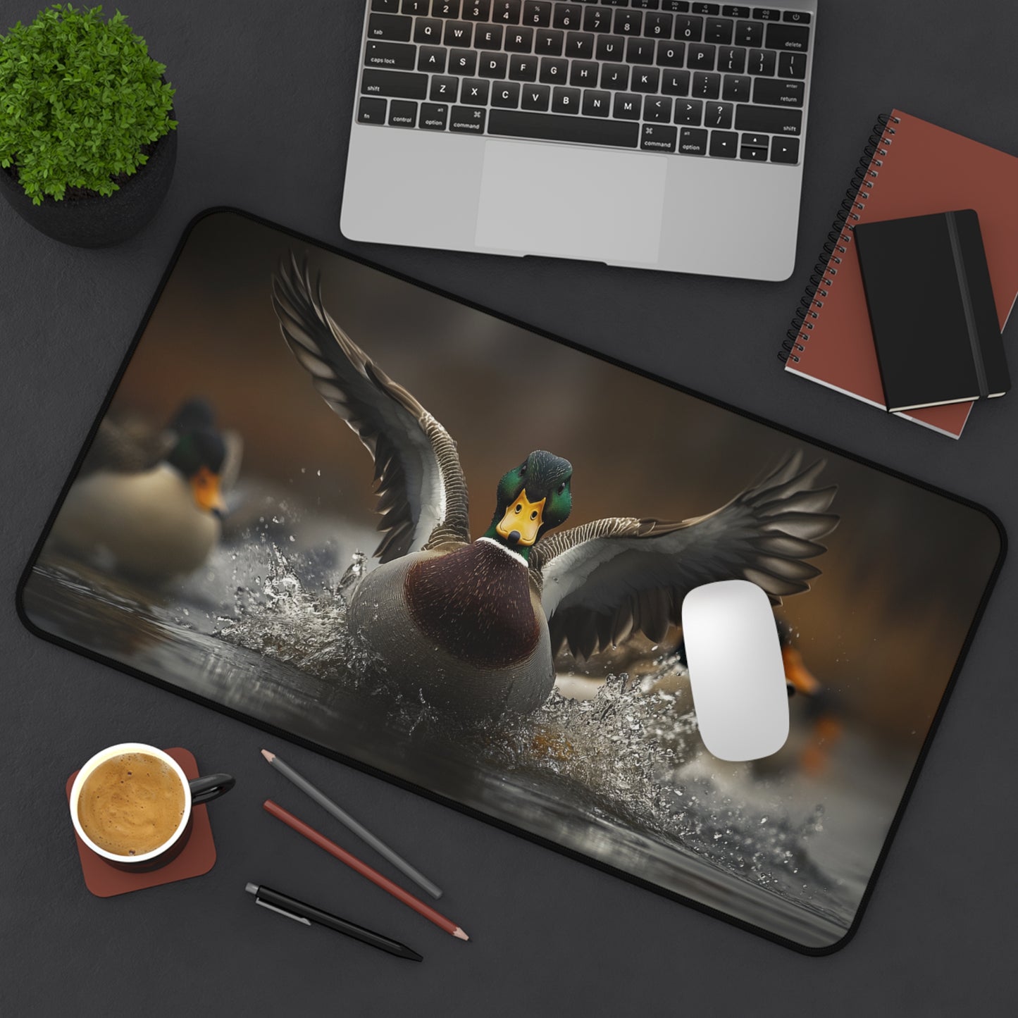 Wildlife Desk Mat with Majestic Ducks Design, Office Decor, Gift for Nature Lovers, Animal Rights Awareness