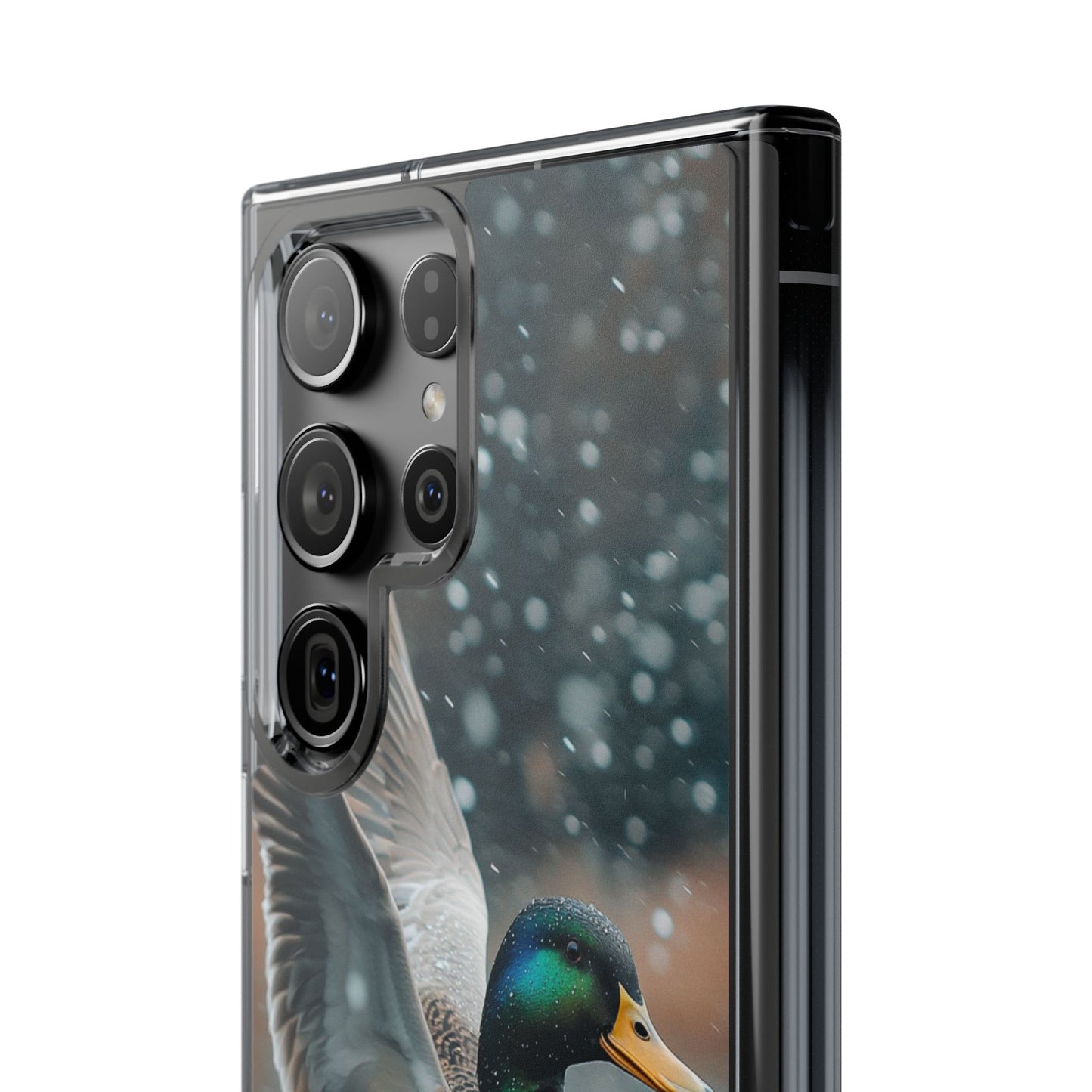 Drake mallard Clear Phone Case featuring a Duck in Flight, Wildlife Lover Gift, Eco-Friendly Accessory, Phone Cover, Spring Decor, Animal