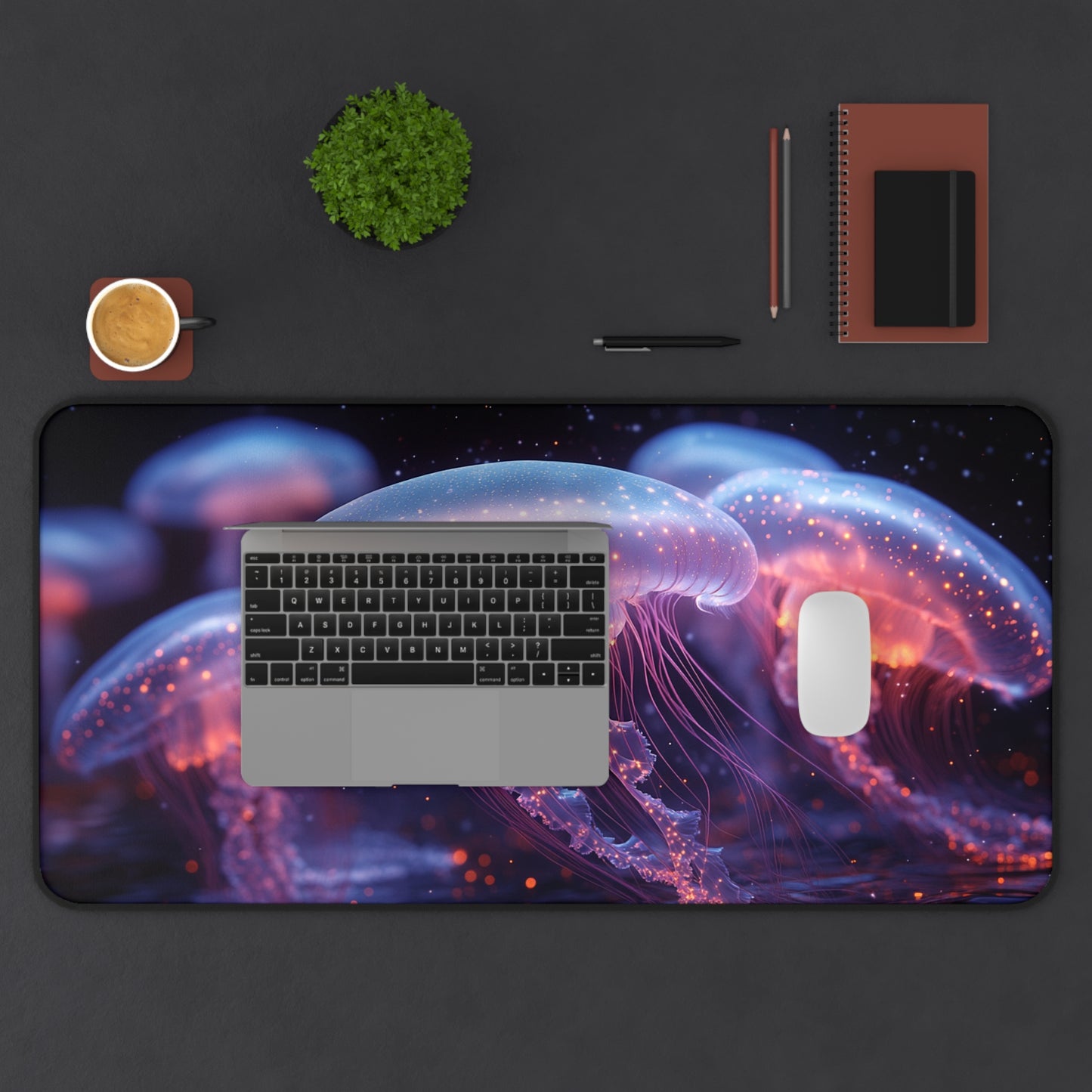 Luminous Jellyfish Desk Mat, Ocean-Themed Workspace Decor, Unique Gift for Home Office, Gamer, and Sea Life Lovers, Artistic Mouse Pad,