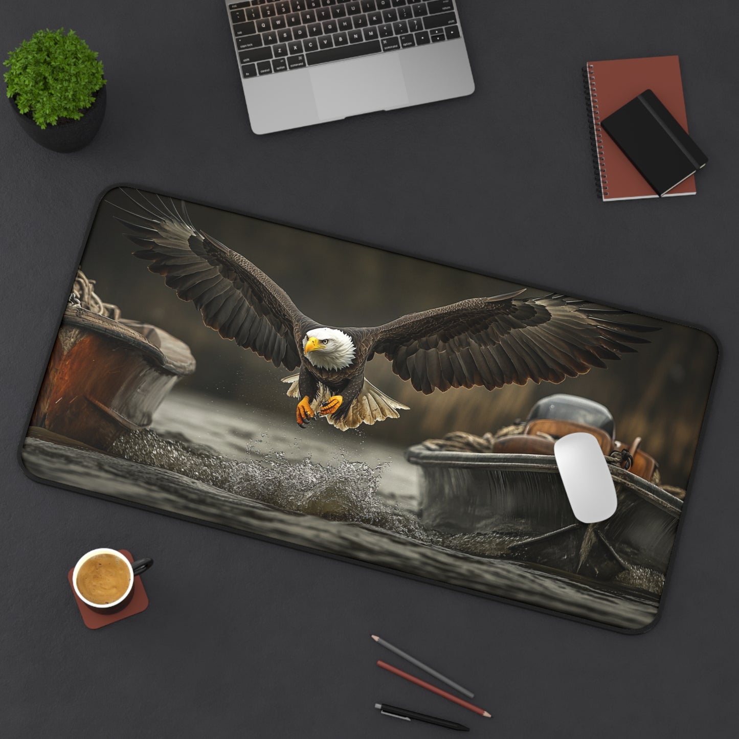 Eagle Flight Desk Mat , Wildlife Office Decor, Personalized Home Office, Nature Lover Gift, Gaming Mouse Pad, Unique Wildlife Gift