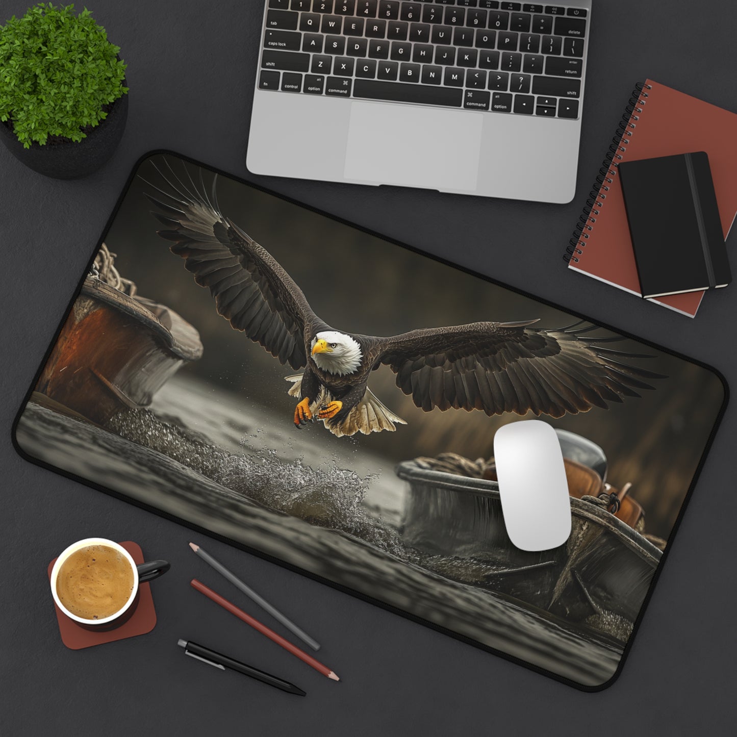 Eagle Flight Desk Mat , Wildlife Office Decor, Personalized Home Office, Nature Lover Gift, Gaming Mouse Pad, Unique Wildlife Gift