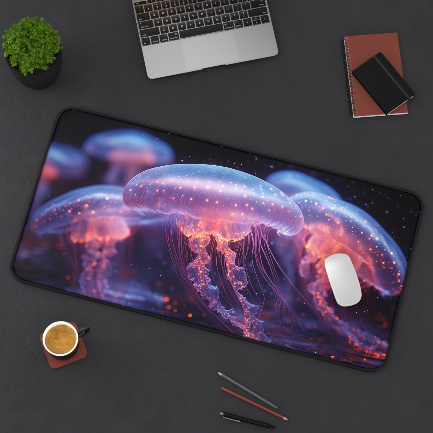 Luminous Jellyfish Desk Mat, Ocean-Themed Workspace Decor, Unique Gift for Home Office, Gamer, and Sea Life Lovers, Artistic Mouse Pad,