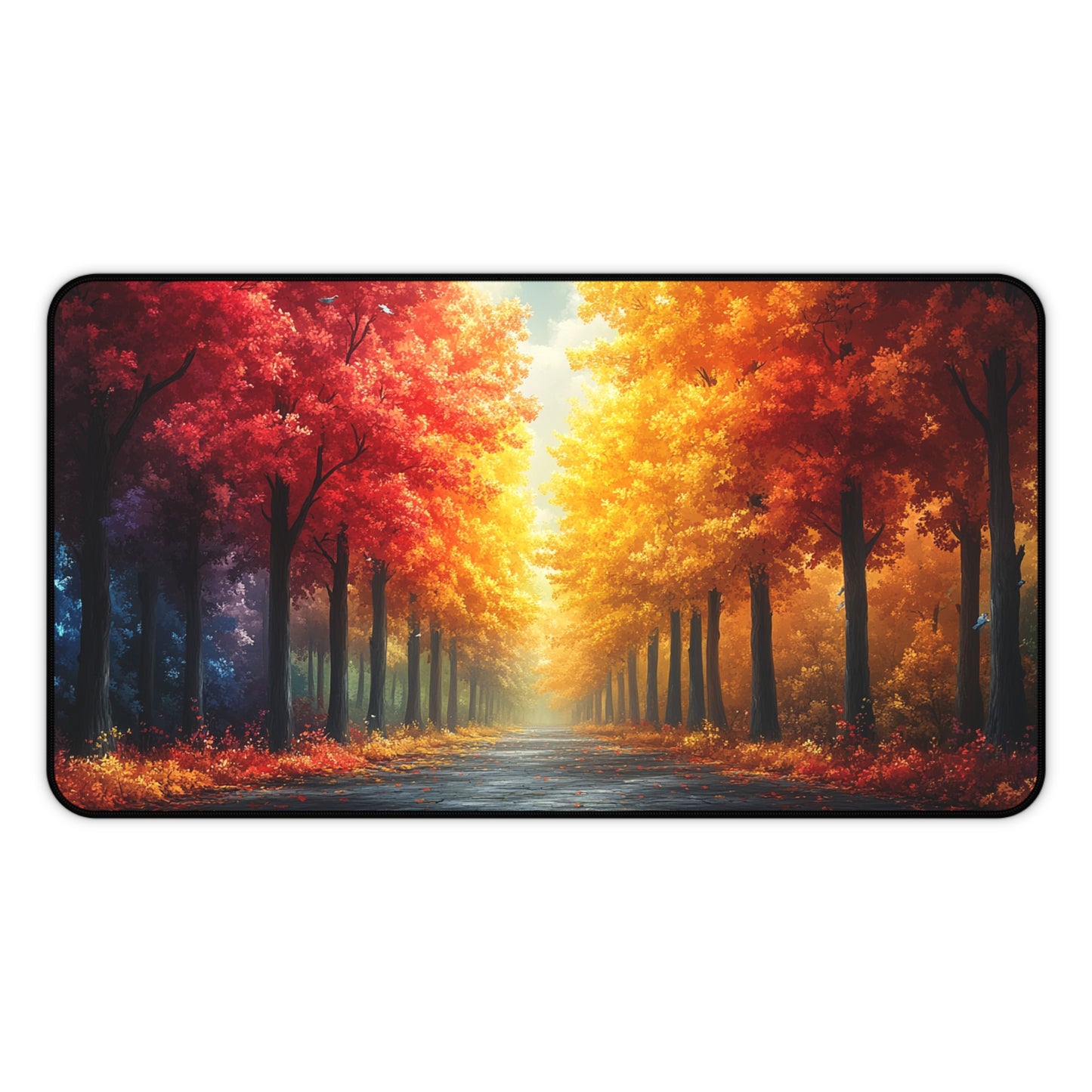 Autumn Forest Desk Mat, Cozy Office Decor, Aesthetic Mouse Pad, Nature Lover Gift, Fall Themed Workspace