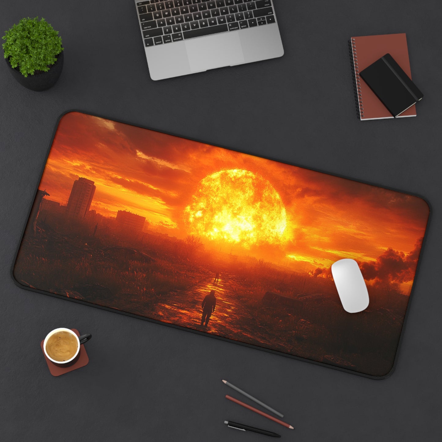 Apocalyptic Sunset  Desk Mat, Gaming Mat, Office Decor, Personalized Gift, Inspirational Home Office Accessory, Unique Desk Pad