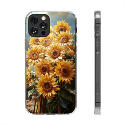 Sunflower Clear Phone Case - Bright Floral Design, Protective Cell Phone Cover, Gift for Her, Summer Vibe, Nature Lover