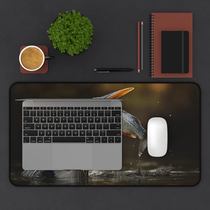 heron eating fish desk mat, Wildlife Desk Pad, Office Decor, Gift for Nature Lovers, Eco-Friendly Desk Accessory