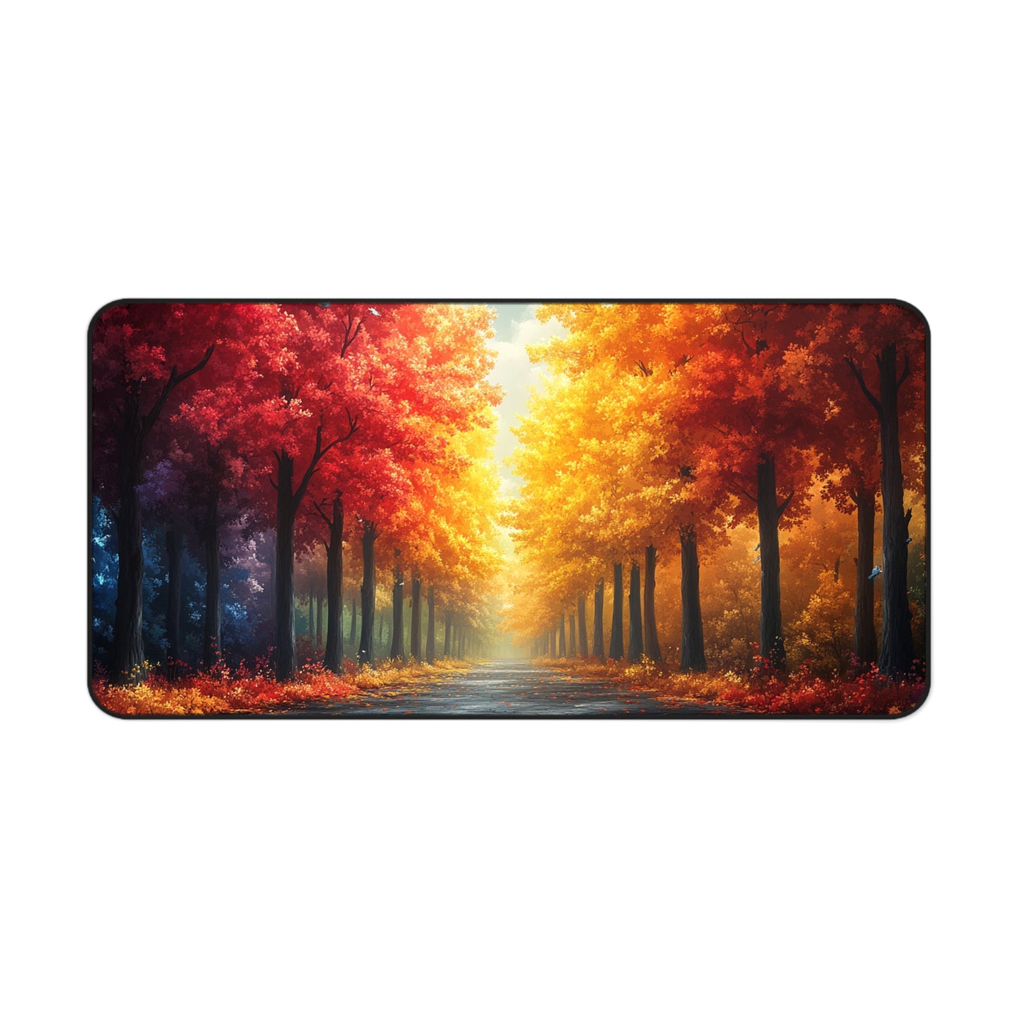 Autumn Forest Desk Mat, Cozy Office Decor, Aesthetic Mouse Pad, Nature Lover Gift, Fall Themed Workspace